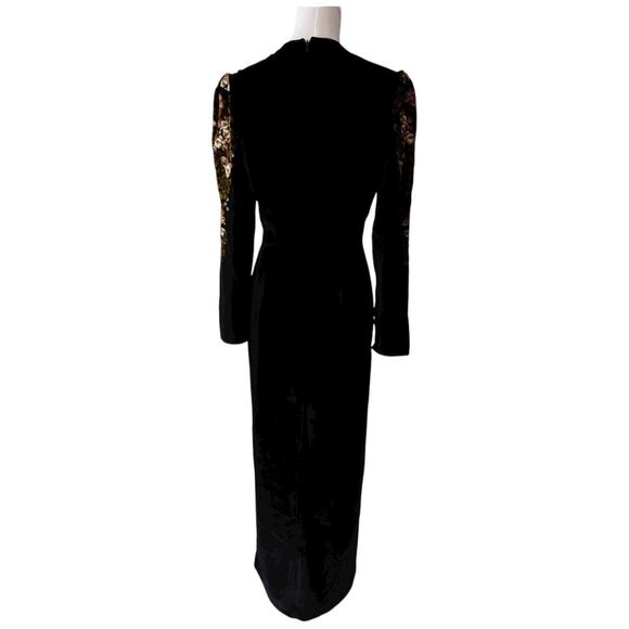 SALONI Jinx C Trimmed Floral Print Velvet Midi Dress Size 4 - Picture 16 of 16